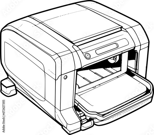outline illustration of printer for coloring page
