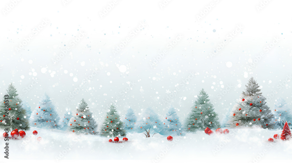christmas landscape background snow with gift box, decoration, copy space, xmas celebration background