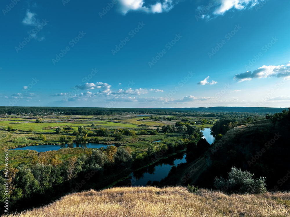 Obraz premium landscape with river and blue sky