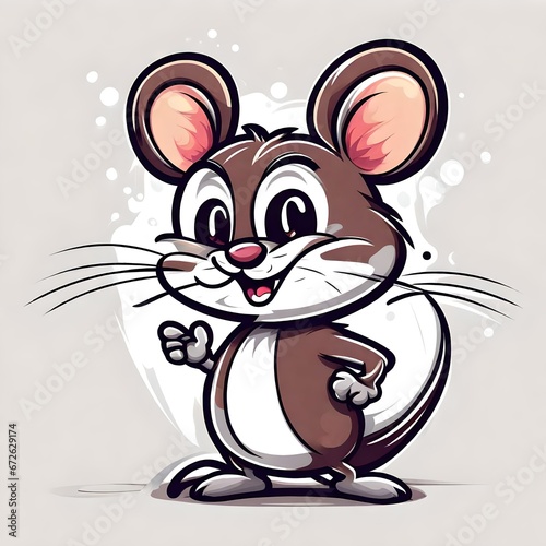 A vector style illustration of a happy cute mouse caricature
