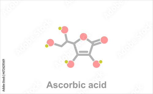 Ascorbic acid. Simplified formula icon.