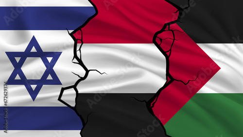Israel Palestine And Yaman Conflict Middle East Flags photo