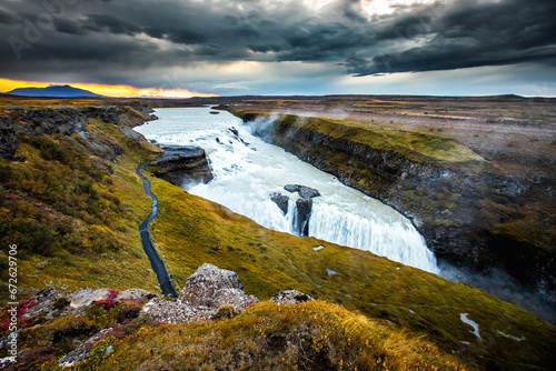 Obraz na płótnie Gullfoss, the most powerful waterfall in Europe, Iceland. w salonie