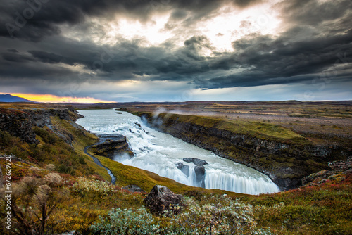Gullfoss, the most powerful waterfall in Europe, Iceland.