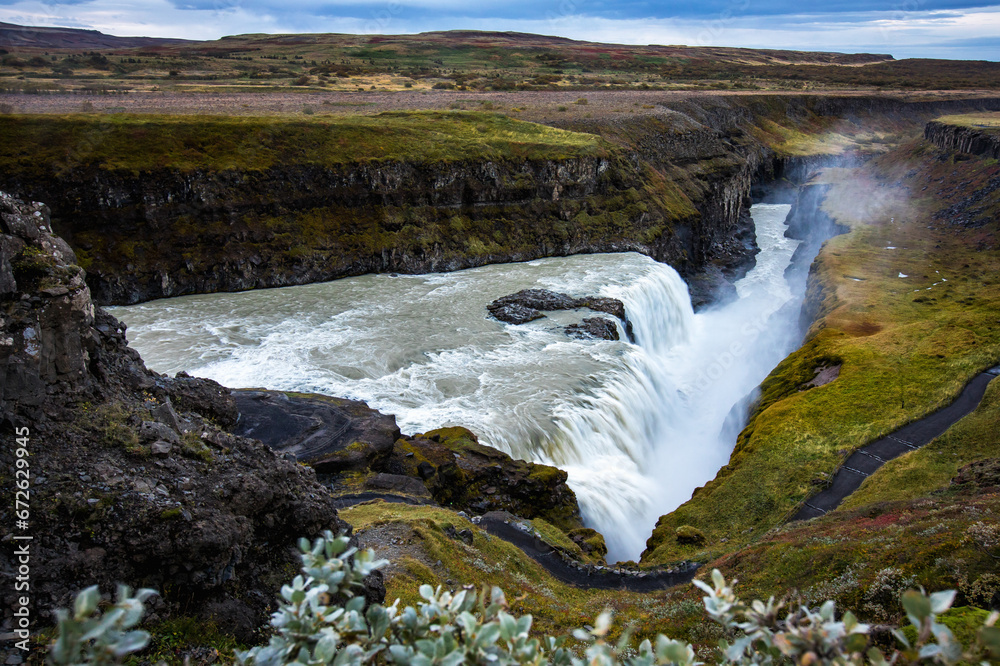 Gullfoss, the most powerful waterfall in Europe, Iceland.