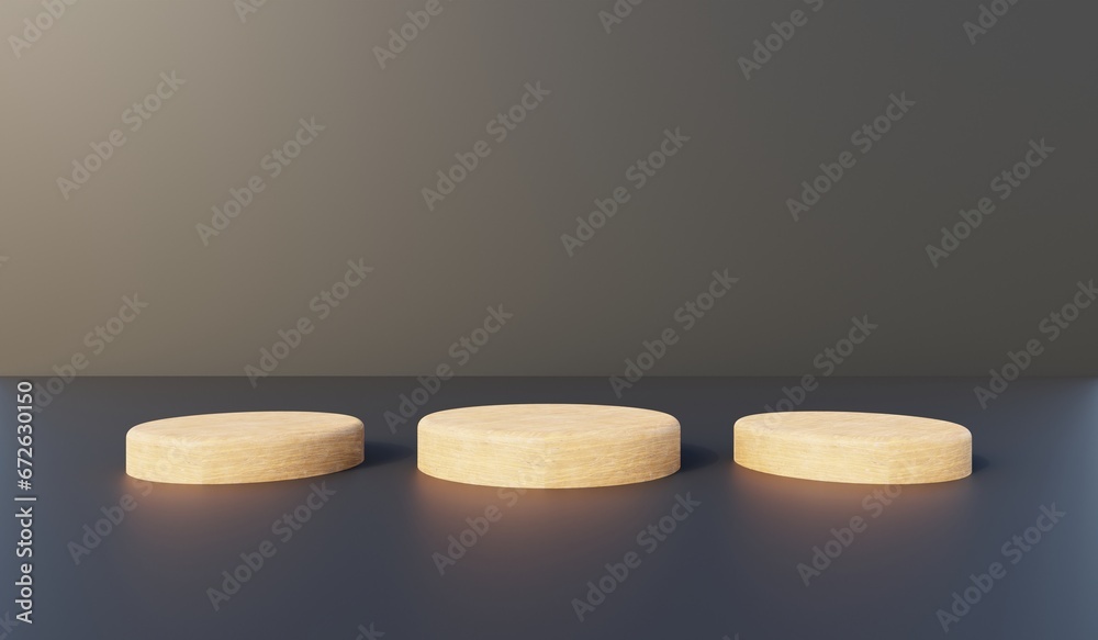 3d platform wood with black background abstract for any design products . 3d platform wood with black background abstract for any design products .