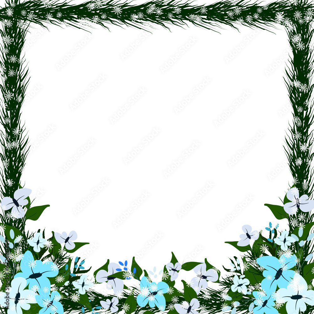 Obraz premium Winter Floral Frame. Spring Border clipart.