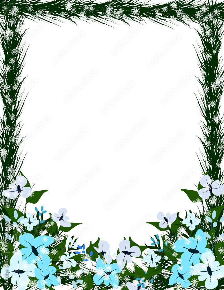 Winter Floral Frame. Spring Border clipart. Winter Floral Frame. Spring Border clipart.