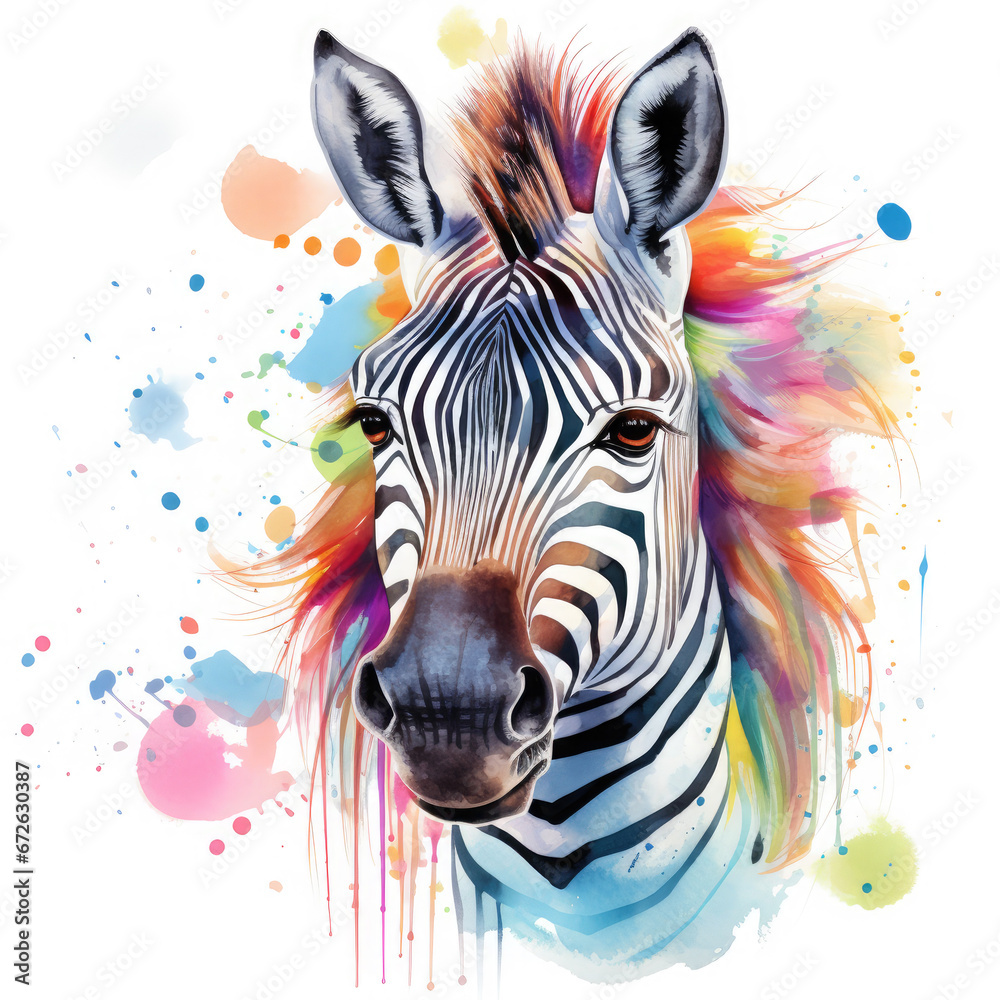 Fototapeta premium Zebra and birthday party Illustration, Generative Ai
