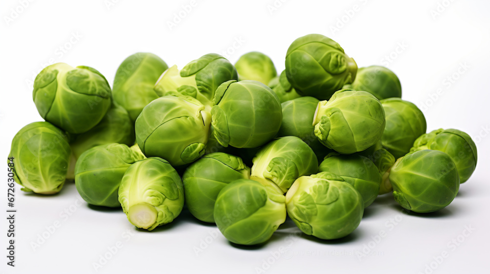 a pile of brussels sprouts on a white surface a pile of brussels sprouts on a white surface