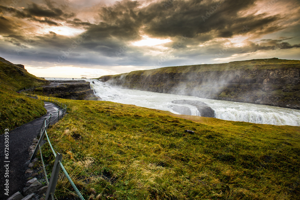 Gullfoss, the most powerful waterfall in Europe, Iceland.