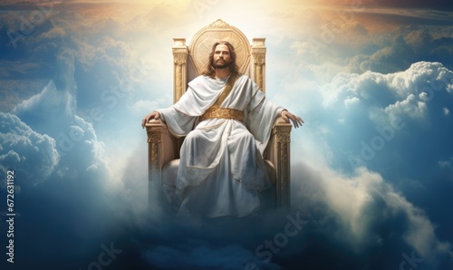 King of Heaven and Earth, Enthroned in Majesty and Surrounded by Heavenly Clouds