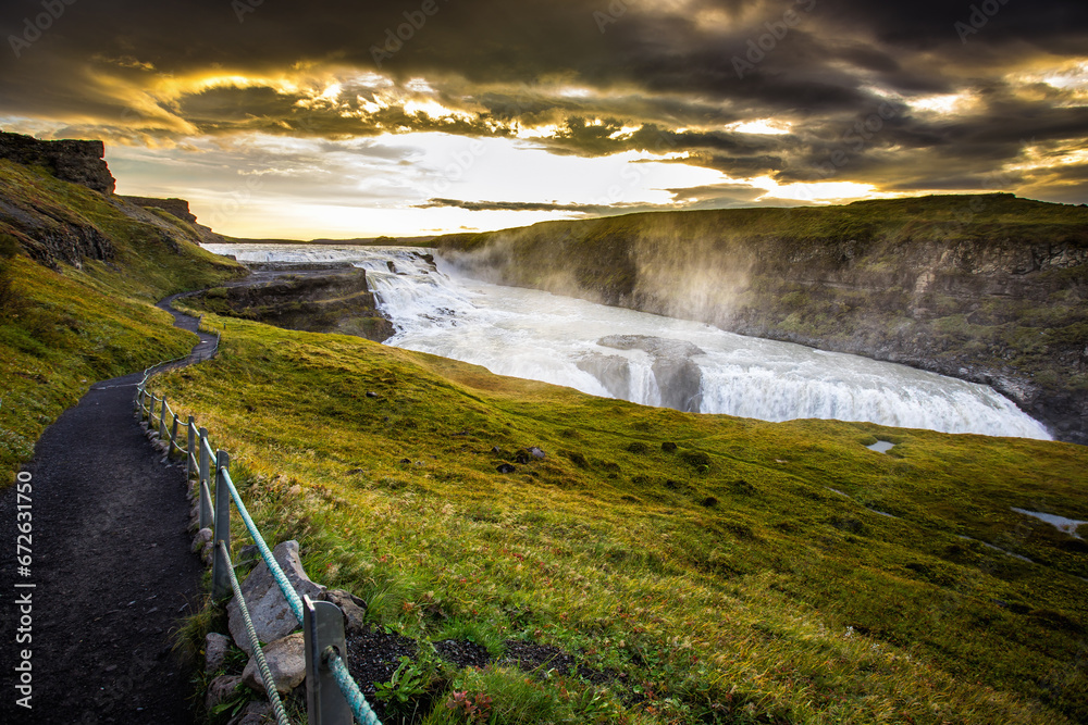 Gullfoss, the most powerful waterfall in Europe, Iceland.