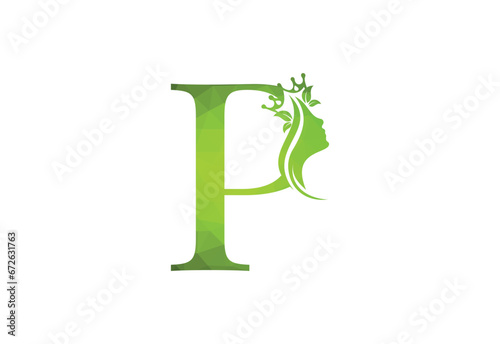  low poly elegant beauty and spa treatment letter P logo.