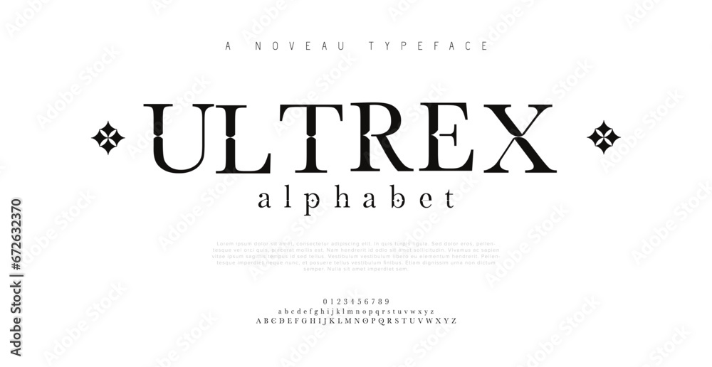 ULTREX Typography technology electronic future creative font. Alphabet designs fonts set a to z. Decorative rounded fonts typeface. - obrazy, fototapety, plakaty 