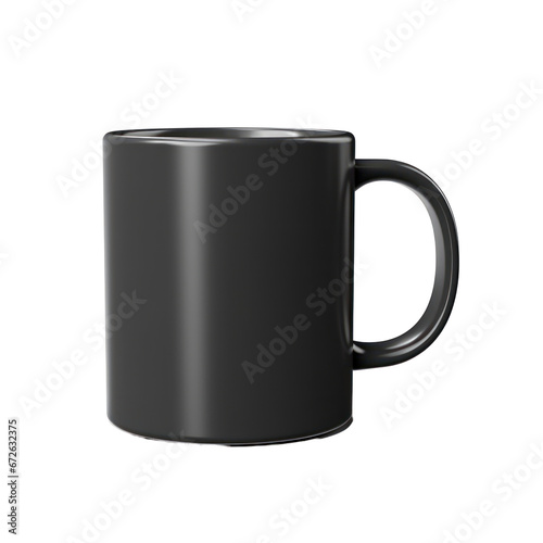 black mug isolated on transparent background,transparency 