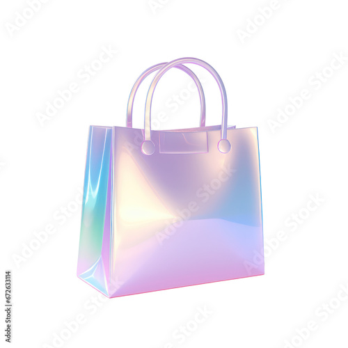 Holographic shopping bag isolated on transparent background,transparency 