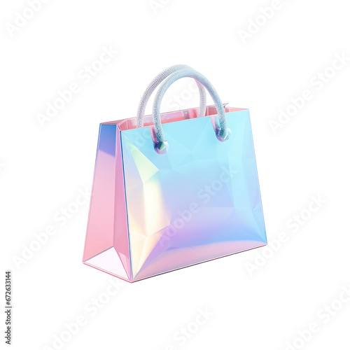 Holographic shopping bag isolated on transparent background,transparency 