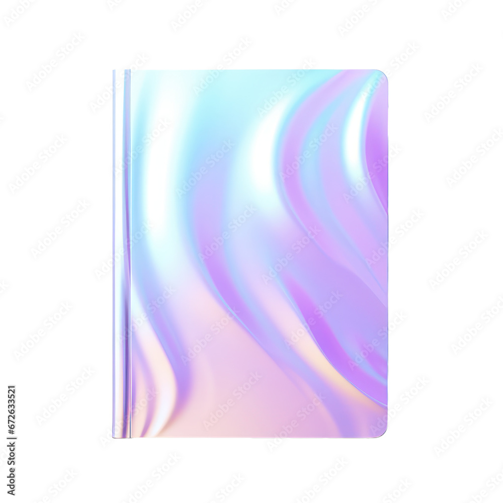 Holographic notebook mockup isolated on transparent background,transparency 