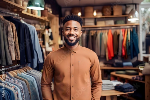 smiling african man clothing shop owner