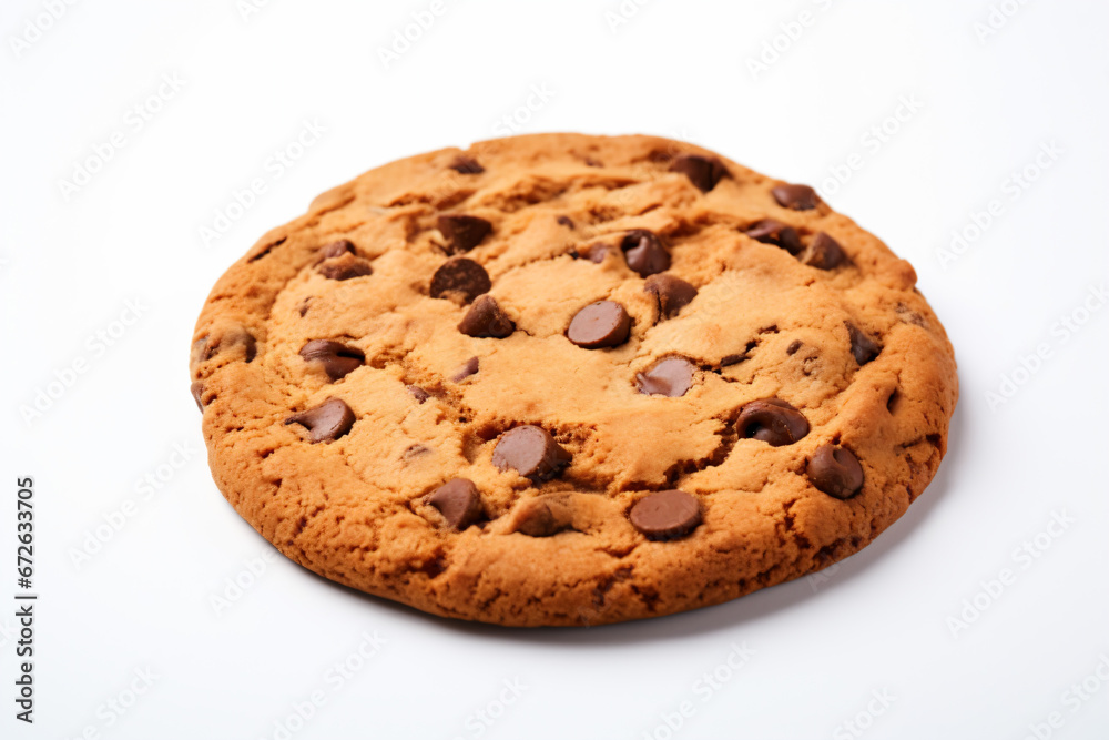 a chocolate chip cookie on a white surface a chocolate chip cookie on a white surface