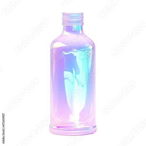 Holographic bottle of water isolated on transparent background,transparency  photo