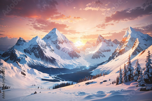 winter sunset mountain background © Rizki Ahmad Fauzi