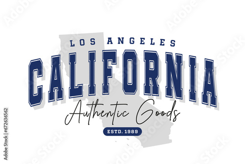 Los Angeles, California t-shirt design. Slogan t-shirt print design in American college style. Athletic typography for tee shirt print in university and college style. Vector