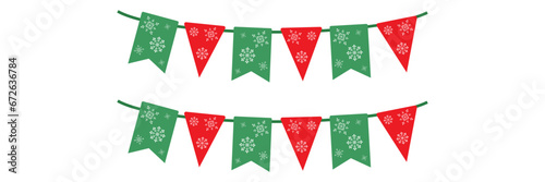 Christmas lights, party flags, and toy decorations. Vector illustration flat Happy New Year
