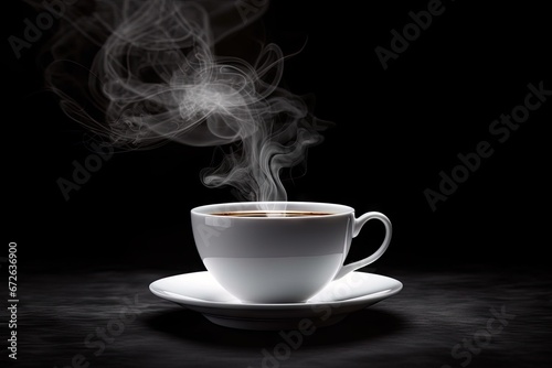 Aromatic morning. Vintage style close up of espresso steam in coffee cup on dark background. Steamy delight. Aroma and flavor in vintage