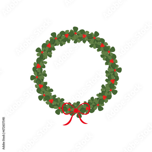 Christmas wreath simple icon. Vector flat cartoon illustration isolated on white background