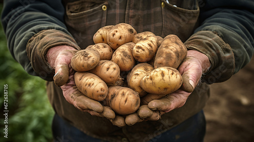Hands holding freshly harvested potatoes