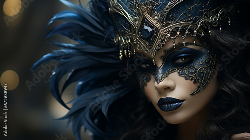 Sensual mysterious female character wearing a mask.