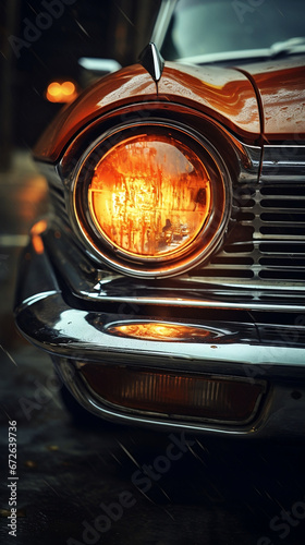 Old car detail, Vintage Super old style classic car headlight view wallpaper