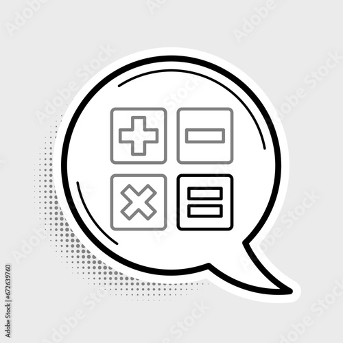 Line Calculator icon isolated on grey background. Accounting symbol. Business calculations mathematics education and finance. Colorful outline concept. Vector