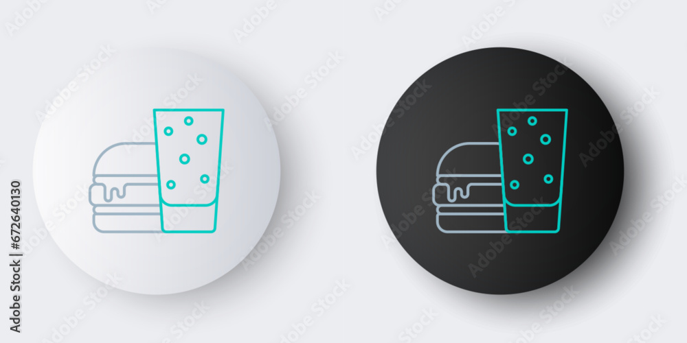 Line Burger icon isolated on grey background. Hamburger icon. Cheeseburger sandwich sign. Fast food menu. Colorful outline concept. Vector Line Burger icon isolated on grey background. Hamburger icon. Cheeseburger sandwich sign. Fast food menu. Colorful outline concept. Vector