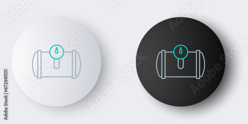 Line Gas tank for vehicle icon isolated on grey background. Gas tanks are installed in a car. Colorful outline concept. Vector