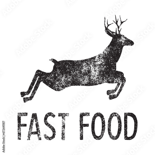Fast Food Deer, Black and White Texture, Hunting Men Design ,Funny Joke Hunting ,Deer Design, Rude Offensive Design For Hunters