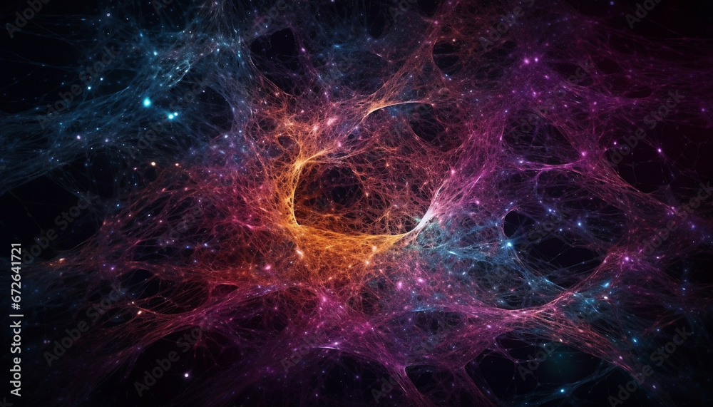 A futuristic galaxy backdrop with multi colored fractal patterns exploding generated by AI A futuristic galaxy backdrop with multi colored fractal patterns exploding generated by AI