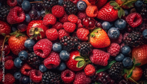 A bowl of fresh  ripe  multi colored berries a gourmet delight generated by AI