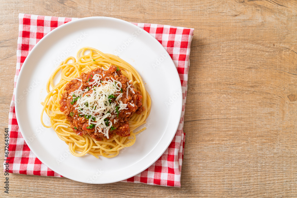 spaghetti bolognese pork or spaghetti with minced pork tomato sauce