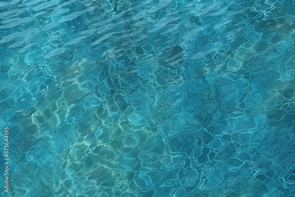 Beautiful azure water in the pool in a photorealistic style. AI generated illustration.