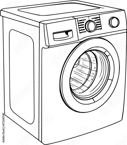 outline illustration of washing machine for coloring page
