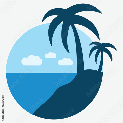 Palm tree silhouette icon. simple flat vector illustration