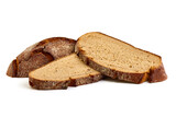 Freshly Baked Homemade Bread slices, close-up, isolated on a white background.