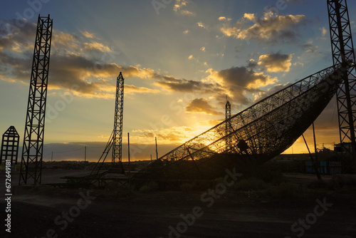 In an abandoned area of ​​El Medano (Tenerife, Canary Islands, Spain) is this ruined hemispherical structure intended to reflect sunlight to produce electrical energy.