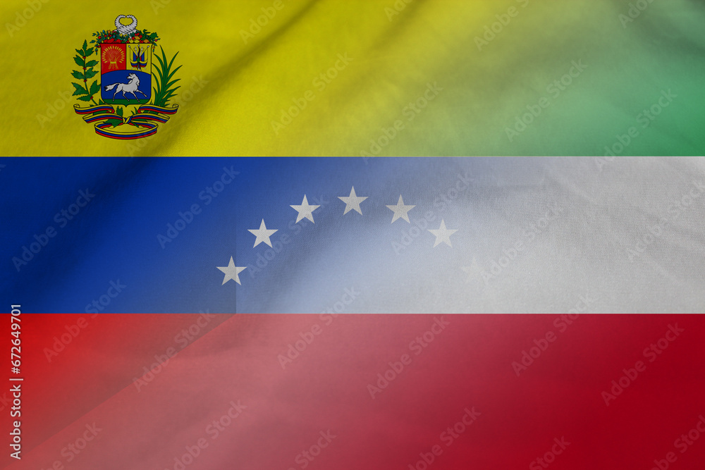 Naklejka premium Venezuela and Kuwait national flag international relations KWT VEN