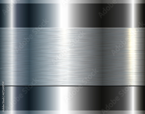 Silver chrome metal 3D background, lustrous and shiny metallic design with brushed metal texture pattern.