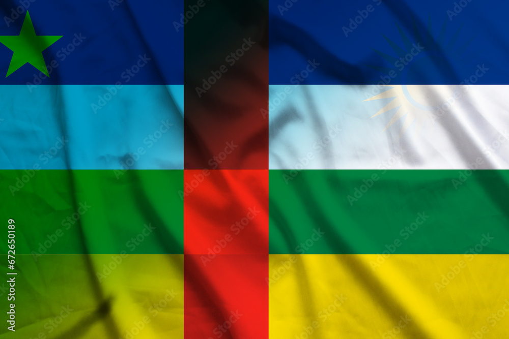 Fototapeta premium Rwanda and Central African Republic official flag transborder contract TCD RWA