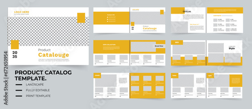 Furniture product catalog design template in yellow color or landscape catalog layout design